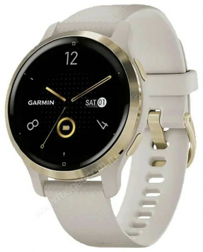 Часы Garmin Venu 2S песочного цвета с золотистым безелем фото 2