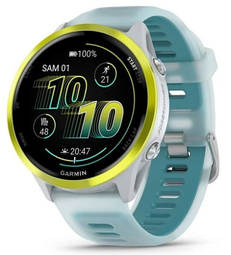 Умные часы Garmin Forerunner 570 47mm Amp Yellow Aluminum with Translucent Whitestone/Turquoise Band (010-02971-01)