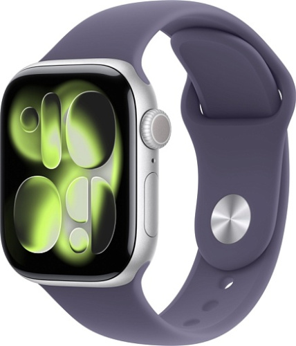 Apple Watch Series 11 46mm GPS Aluminum Case with Sport Band M/L, Silver/Purple Fog, MEVA4LW/A
