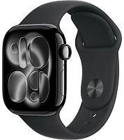 Apple Watch Series 11 42mm GPS Aluminum Case with Sport Band S/M, Jet Black/Black, MEQT4
