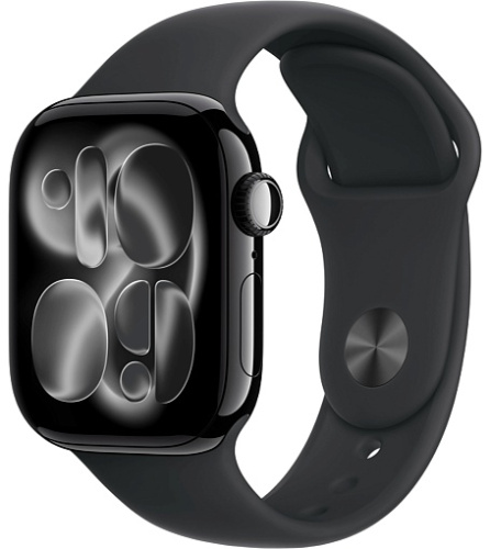 Apple Watch Series 11 42mm GPS Aluminum Case with Sport Band S/M, Jet Black/Black, MEQT4