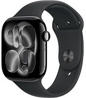 Apple Watch Series 11 46mm GPS Aluminum Case with Sport Band M/L, Jet Black/Black, MEUX4LW/A