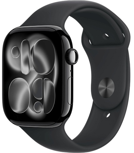 Apple Watch Series 11 46mm GPS Aluminum Case with Sport Band M/L, Jet Black/Black, MEUX4LW/A