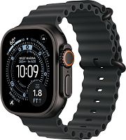 Apple Watch Ultra 3, 49mm Black Titanium Case with Black Ocean Band