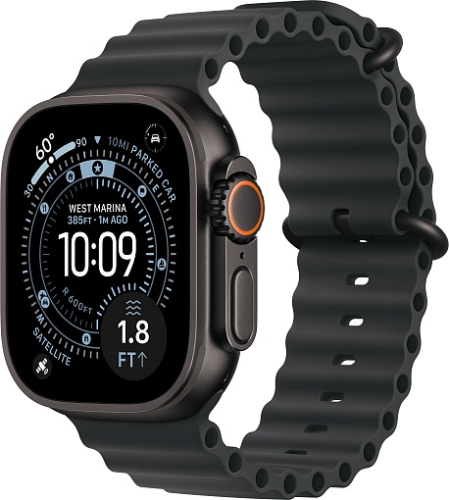 Apple Watch Ultra 3, 49mm Black Titanium Case with Black Ocean Band