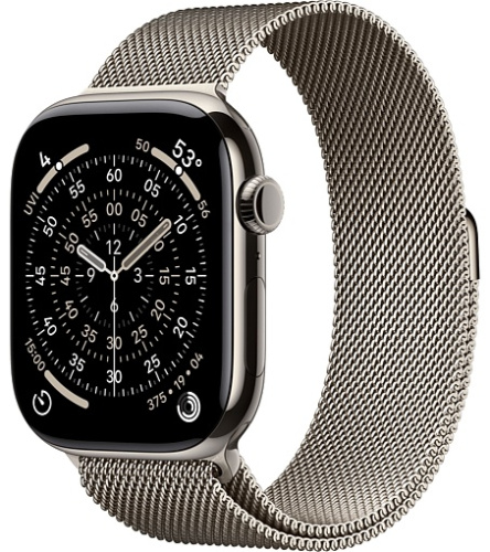 Apple Watch Series 11 42mm GPS + Cellular Titanium Case with Milanese Loop, Natural (MF8P4)