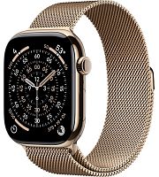 Apple Watch Series 11 46mm GPS + Cellular Titanium Case with Milanese Loop, Gold (MFD74)