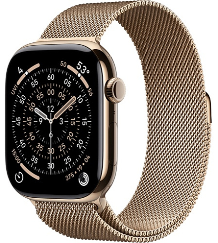 Apple Watch Series 11 46mm GPS + Cellular Titanium Case with Milanese Loop, Gold (MFD74)
